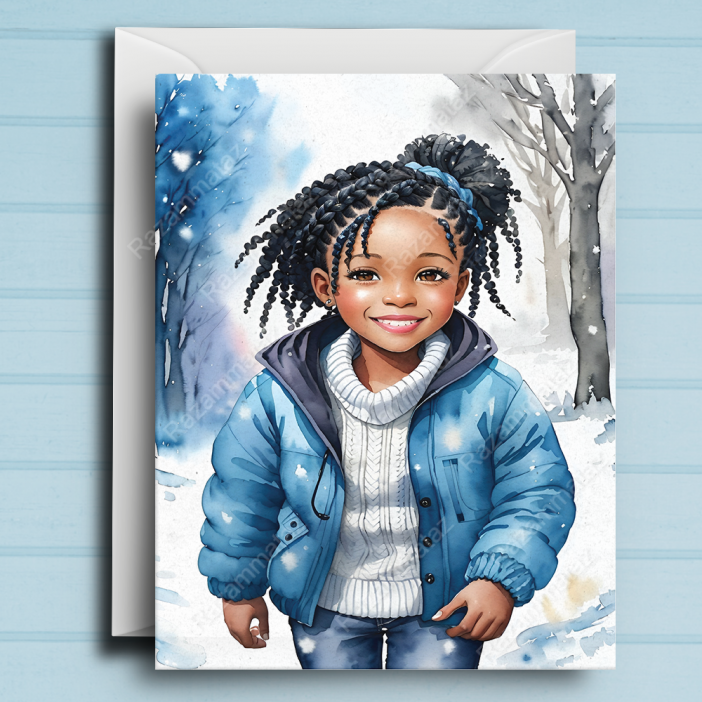 Black Girl O Christmas Card